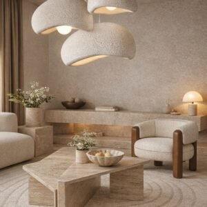 The Traverta Noiré Living Set