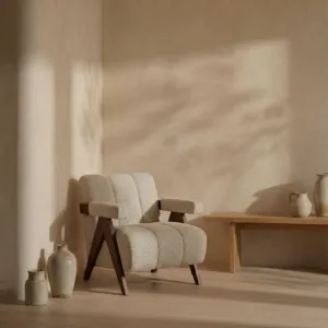 The Pierre Ribbed Lounge Chair in Solid Walnut