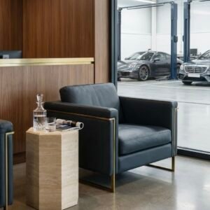 Hexa Pillar Travertine Side Table