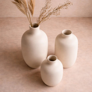 The Ivory Sanctuary Minimalist Ceramic Vessel Trio