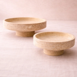 The Roman Pedestal Travertine Offering Bowl