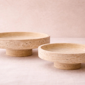 The Roman Pedestal Travertine Offering Bowl