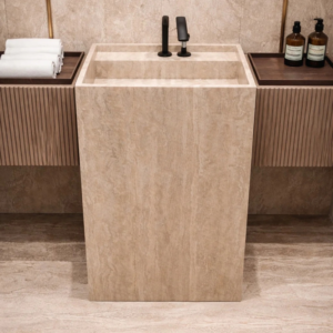 the Roman Pedestal Travertine Sink