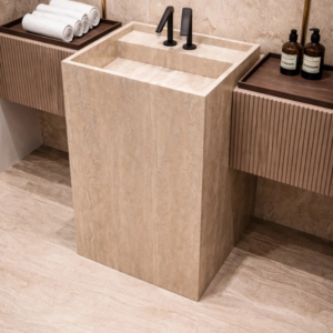 the Roman Pedestal Travertine Sink