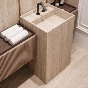 the Roman Pedestal Travertine Sink