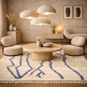 Beni Ourain Wool Rug The Azure Meridian Abstract
