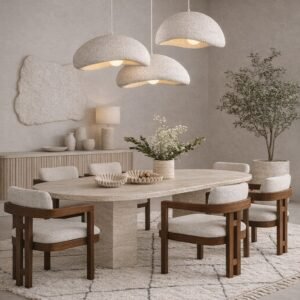 The Rivato Travertine Dining Set